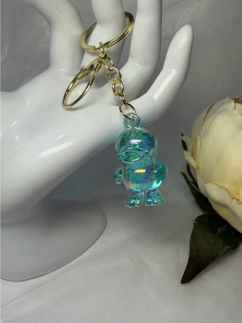 Iridescent Blue Duck Keychain Key & Card Holder